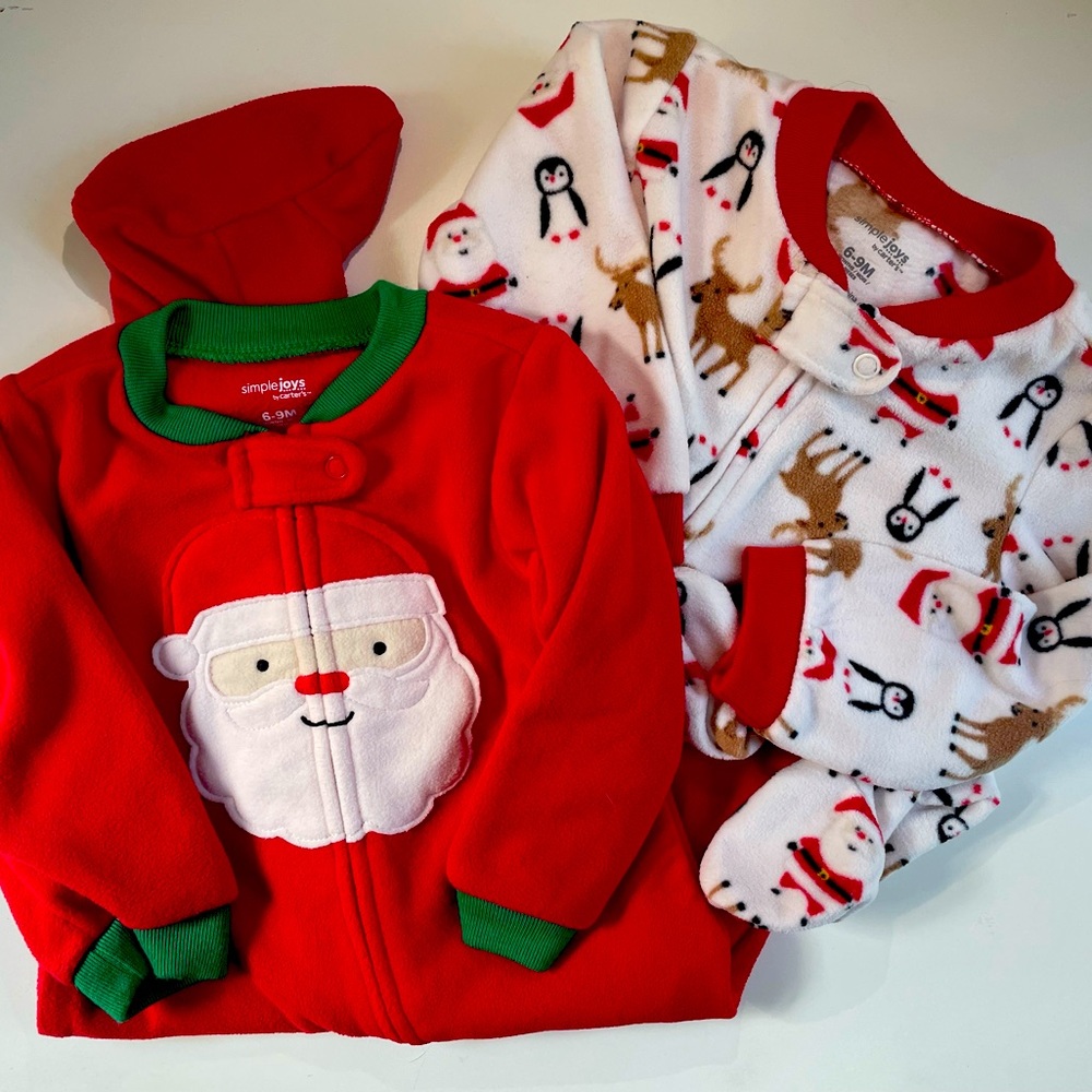 Bundle Carters Fleece Footed Christmas Pajamas